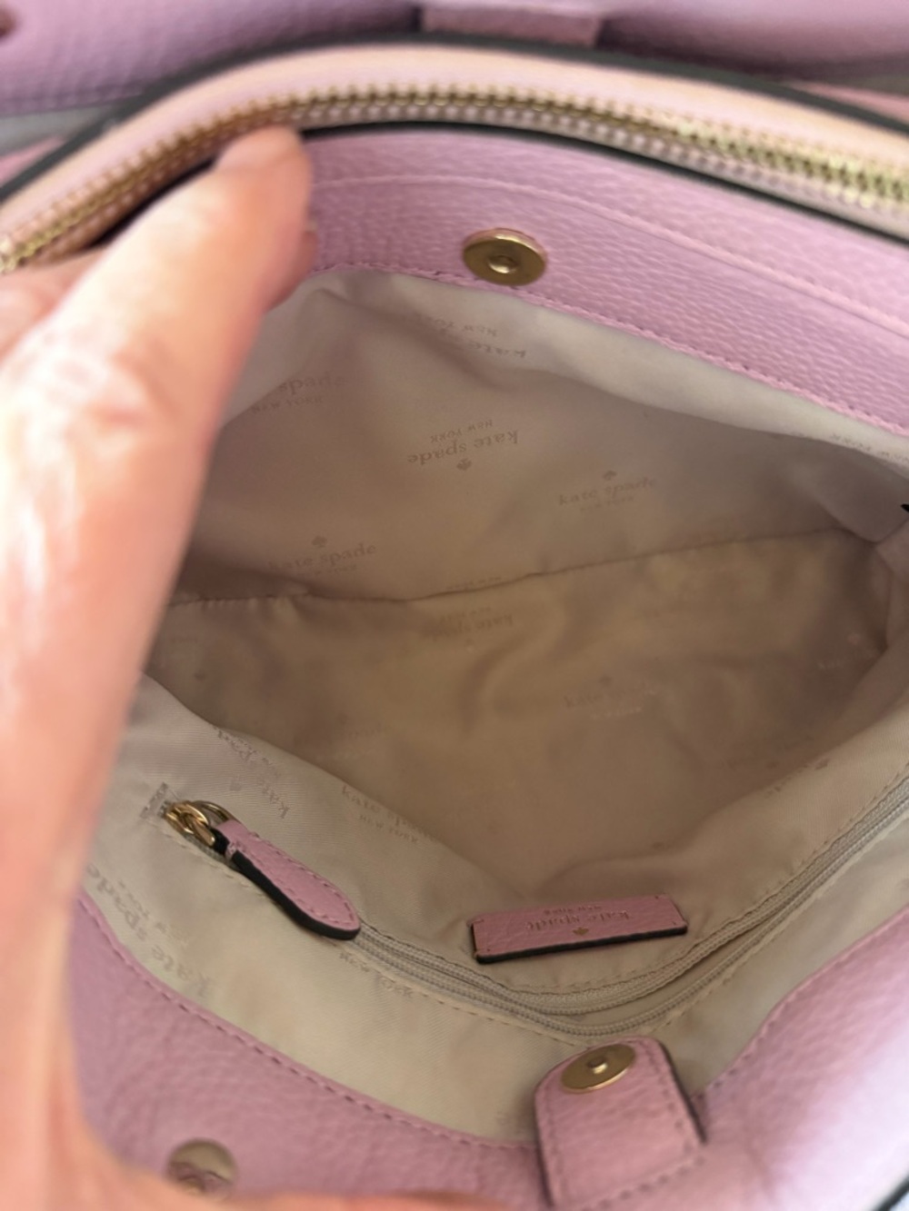 kate spade Lilac Pebbled Leather Satchel with Shoulder Strap - Picture 10 of 16